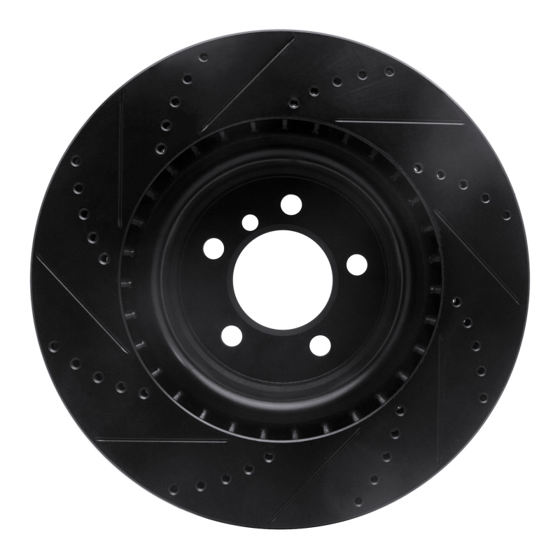 Land Rover Range Rover Brake Rotor (1) - Front Right - R1 Concepts - Drilled & Slotted - Black - `06-`12